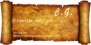 Czentye Géza névjegykártya